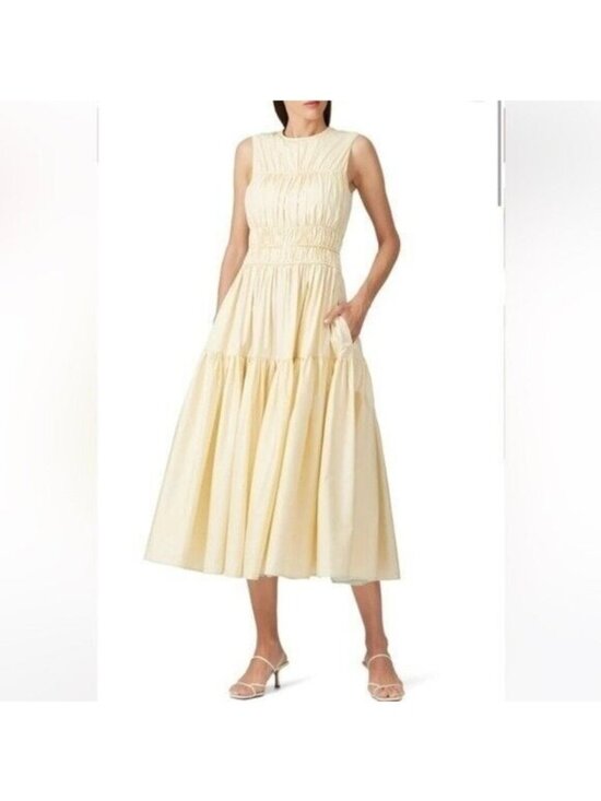 ROKSANDA Dresses & Skirts - Roksanda Isilda Dress Ivory Cream Ruched Peasant Cottagecore-European Midi Dress